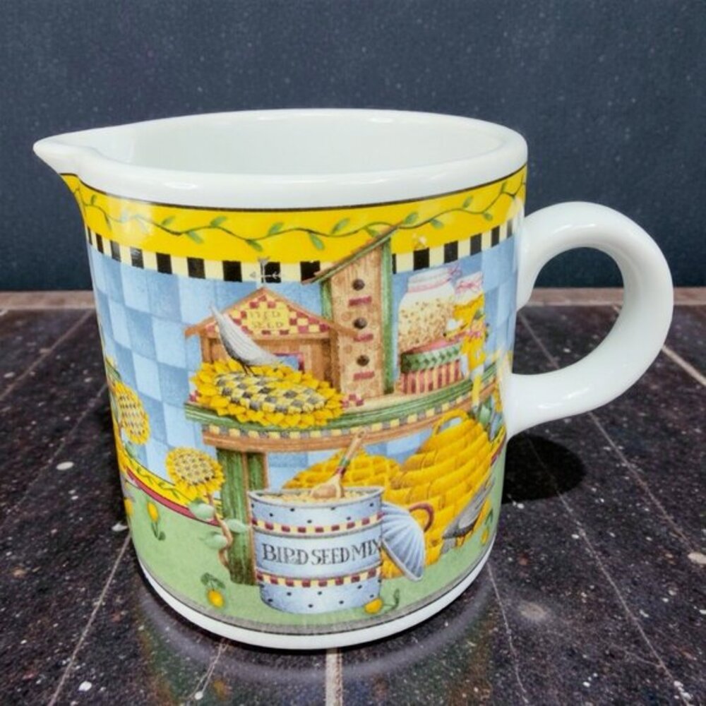 Sakura Garden Vignette Debbie Mumm Creamer Small Pitcher Birdhouses Garden VTG‎